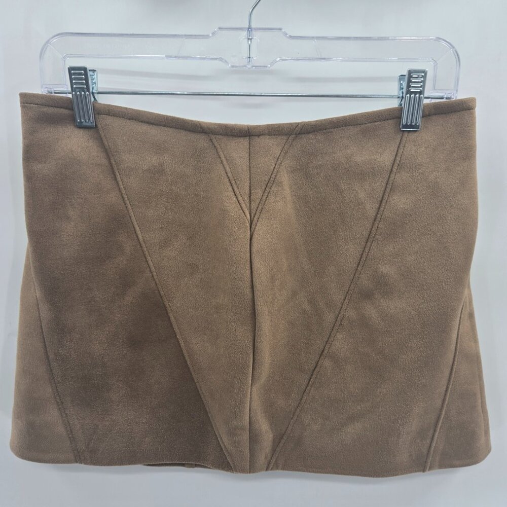 Cotton On Brown Tan High Rise Faux Suede Mini Skirt Size 6
